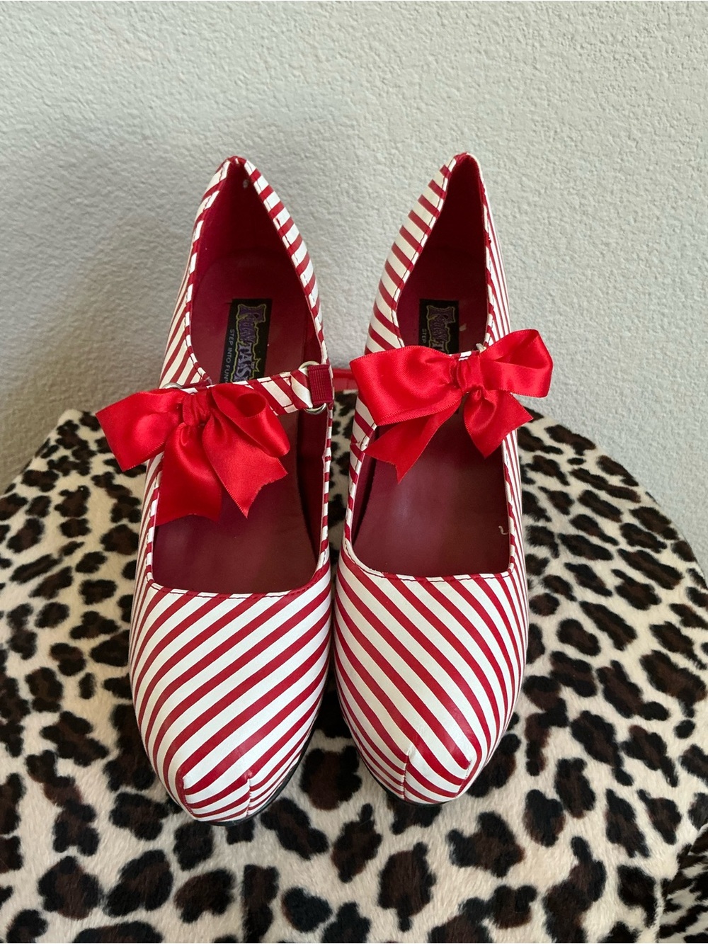 Funtasma Candy Cane Striped Mary Jane Platform Heels 10